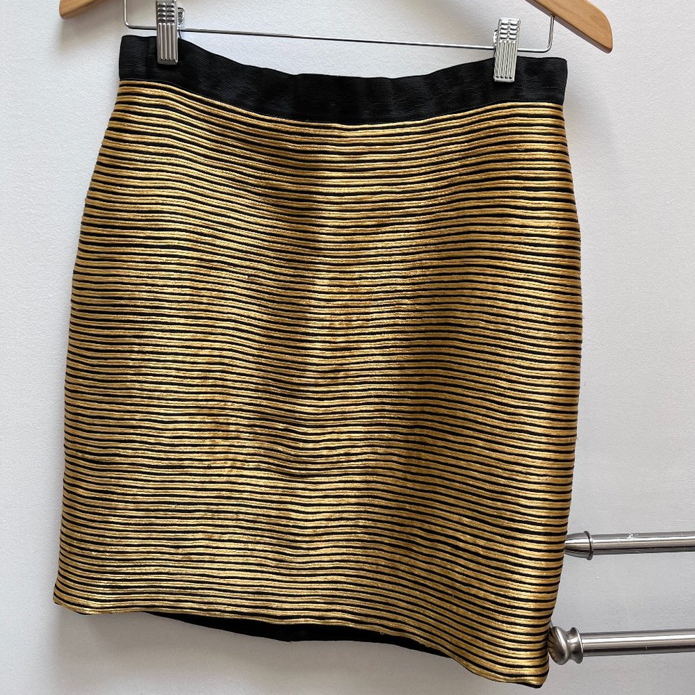 3.1 Phillip Lim Gold and Black Striped Mini Skirt